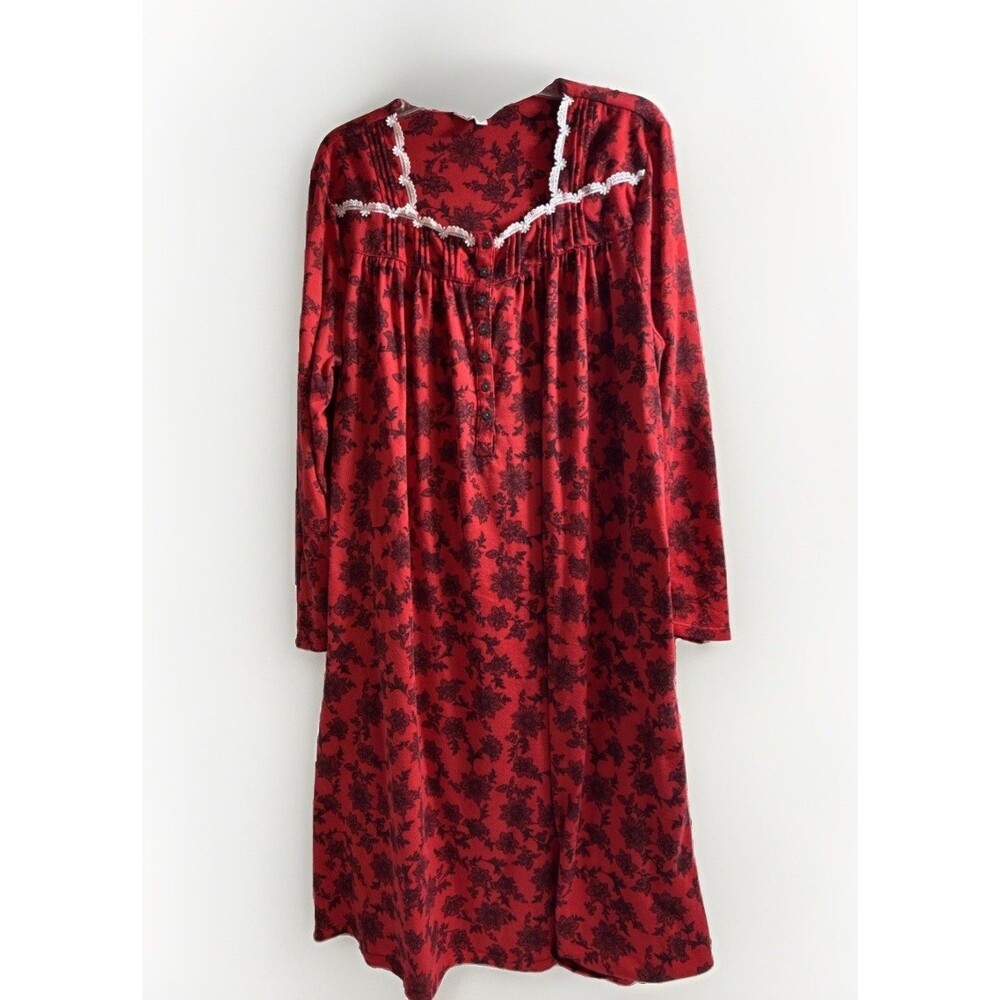 Secret Treasures Nightgown Womens 2XL Red Floral Polyester 18W-20W Robe